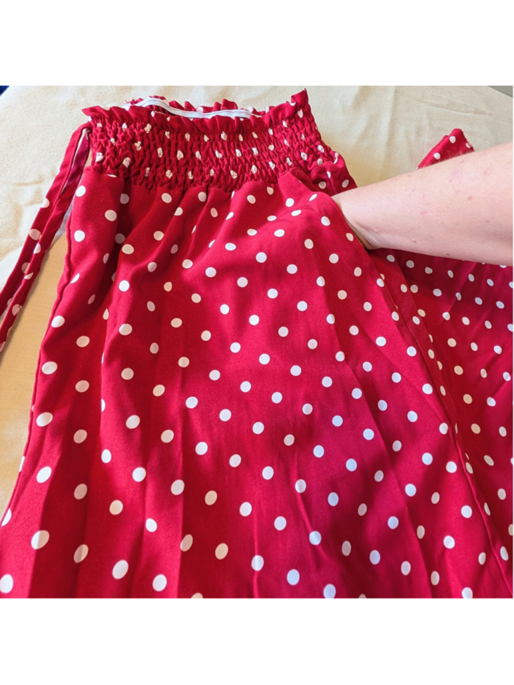 Polka Dot Wide Leg Pants Womens Red Palazzo Pants Elastic Waist Lounge XXL - Picture 6 of 8